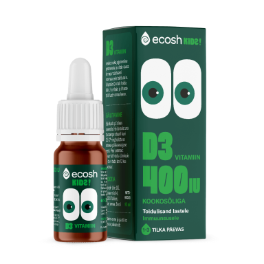 Ecosh D3 Vitamiin 400-IU LASTE, kookosõliga 10ml