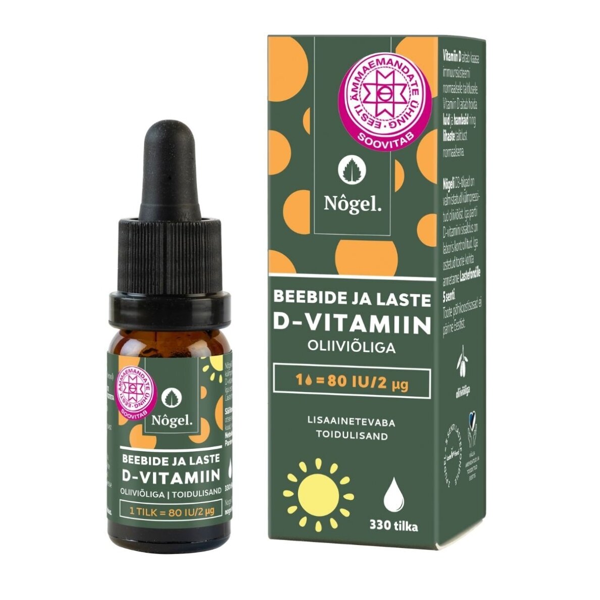 Nõgel Beebide ja laste D-vitamiin oliiviõliga, 80 IU 10ml